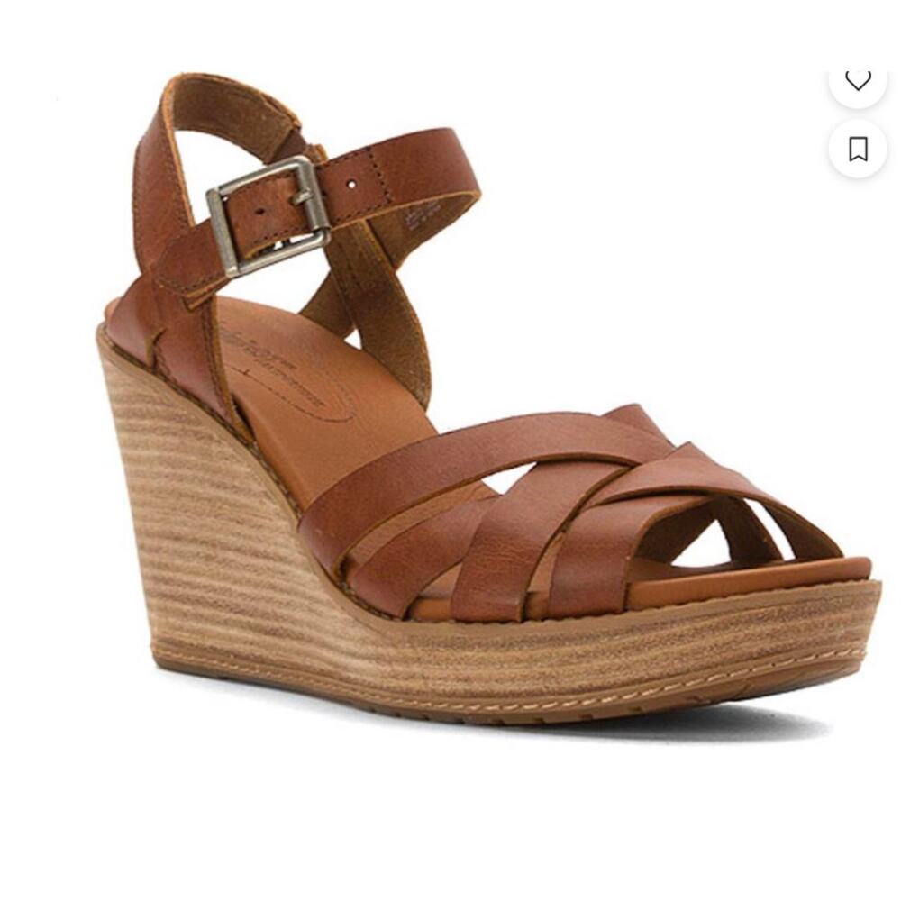 Timberland Danforth Brown Leather Wedge Sandals Size 8